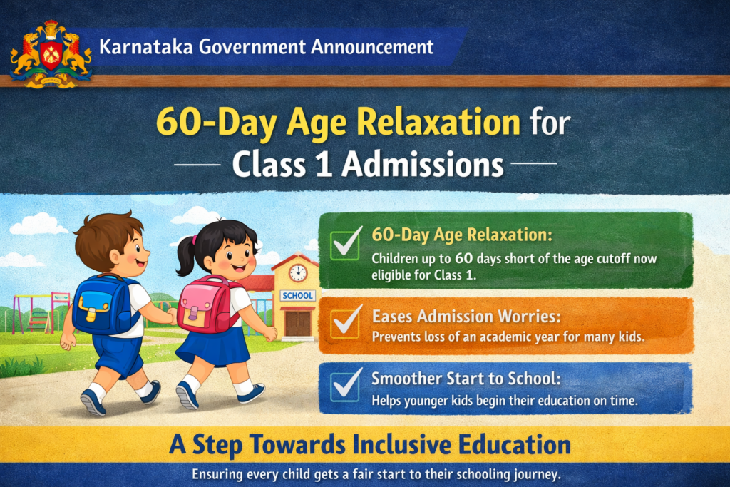 Karnataka Announces 60-Day Age Relaxation for Class 1 Admissions